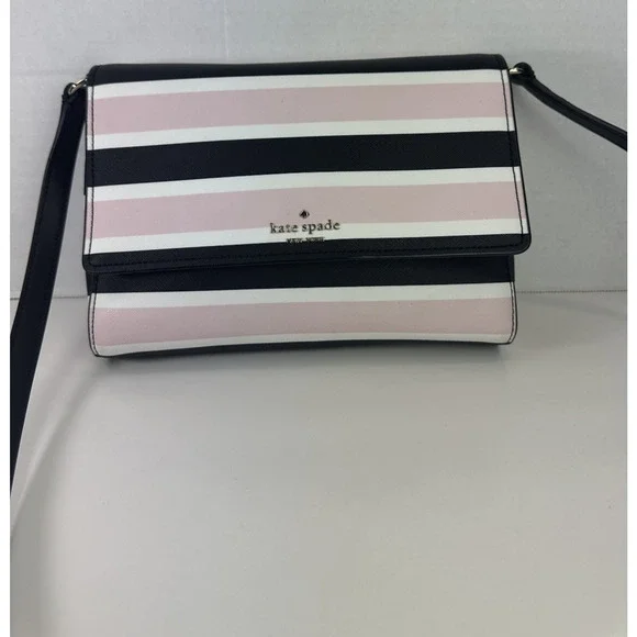 Kate Spade New York Cove Street Celebration Stripe Dody Crossbody in Pink EUC - Picture 6 of 14
